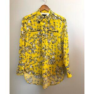 Rag & Bone Womens Yellow Floral Button-Down Shirt With Western Details XS